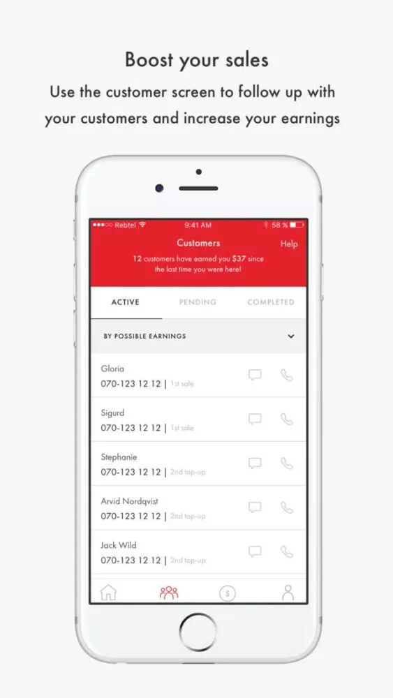 Rebtel Activist Screenshots