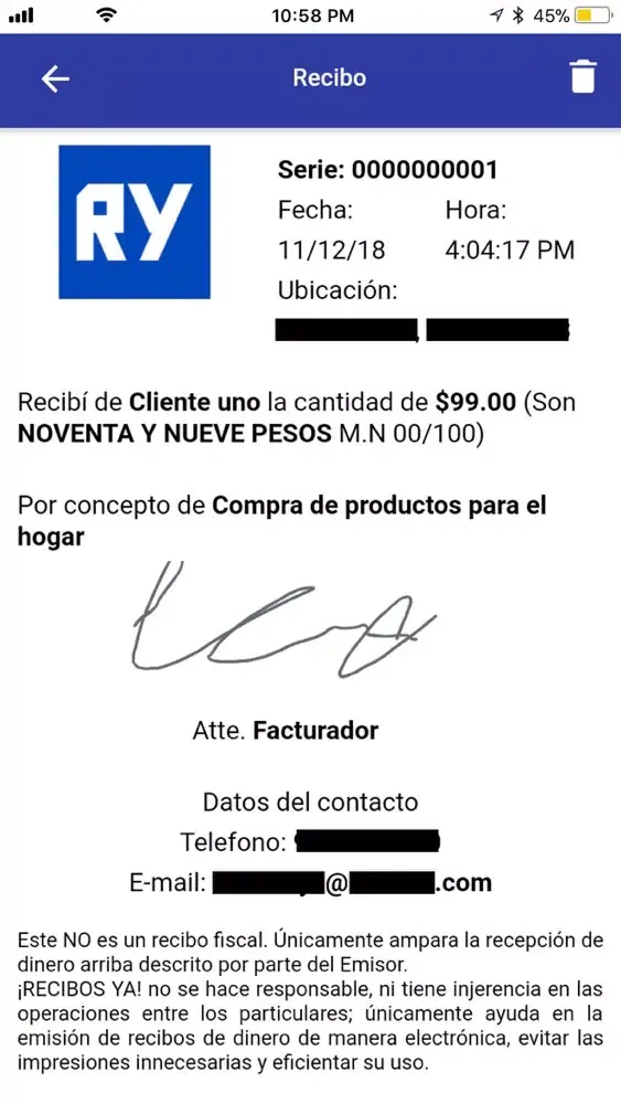 Capturas de tela do Recibos Ya