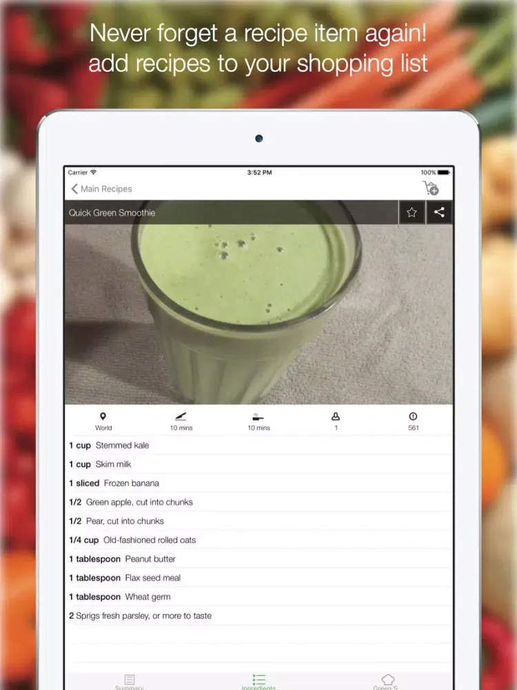 Tangkapan skrin Green Smoothie Recipes - Find All Delicious Recipes iPad 