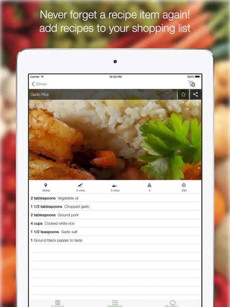 Rice Recipes - Dinner & Lunch Recipes - Find All The Delicious Recipes iPad  Screenshots