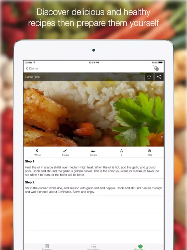 Rice Recipes - Dinner & Lunch Recipes - Find All The Delicious Recipes iPad  Screenshots