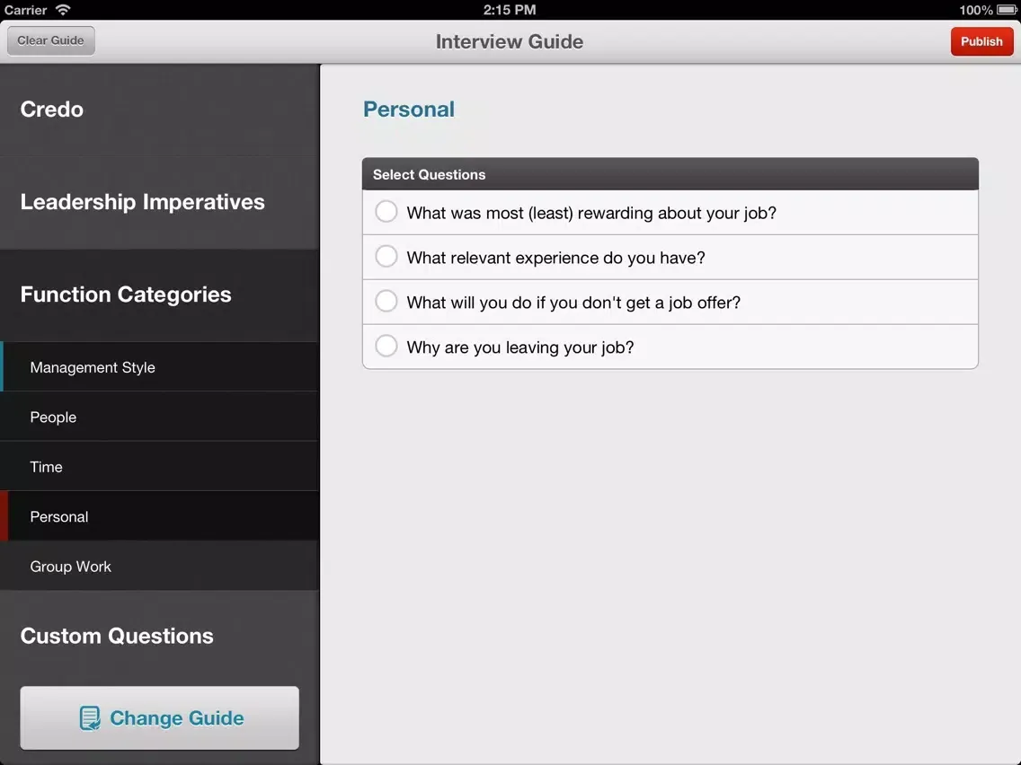 Zrzuty ekranu Johnson & Johnson Interview Guide iPad 