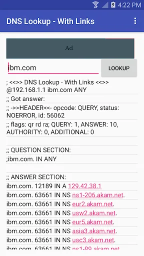Скриншоты DNS Lookup - With Links