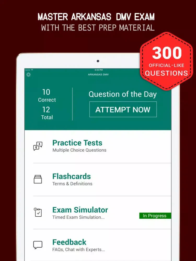 Capturas de tela do Arkansas DMV Practice Exam Prep 2017 – Q&A Flashca iPad 