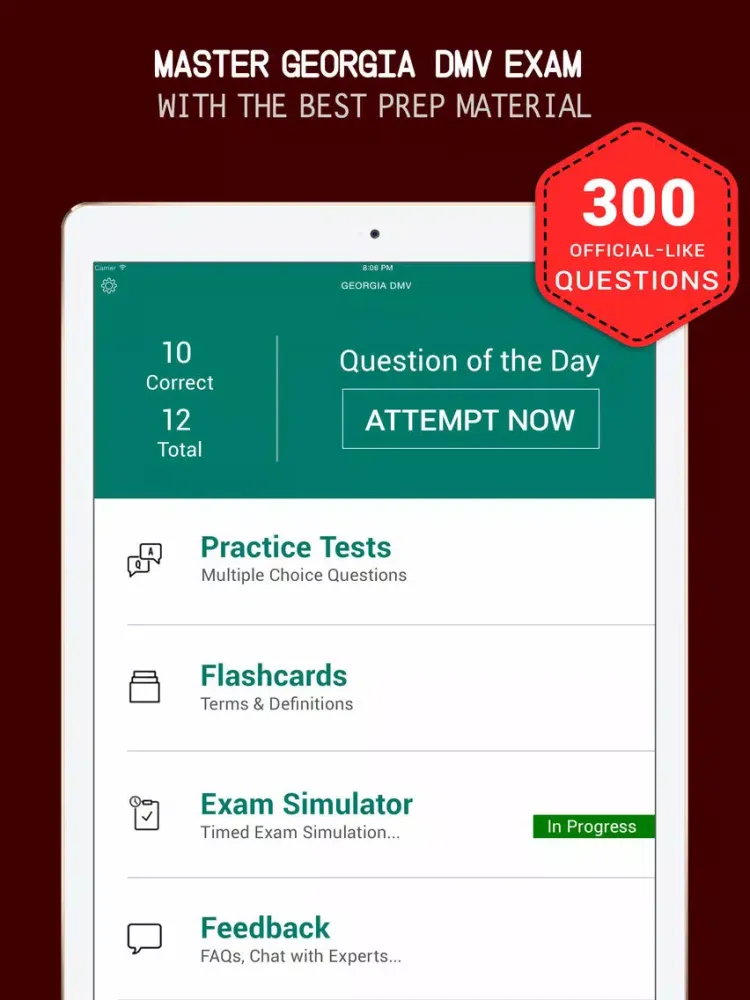 Georgia DMV Practice Exam Prep 2017 – Flashcards iPad 应用截图