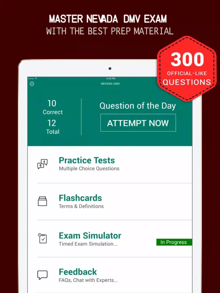 Nevada DMV Practice Exam Prep 2017 –Q&A Flashcards iPad  Screenshots
