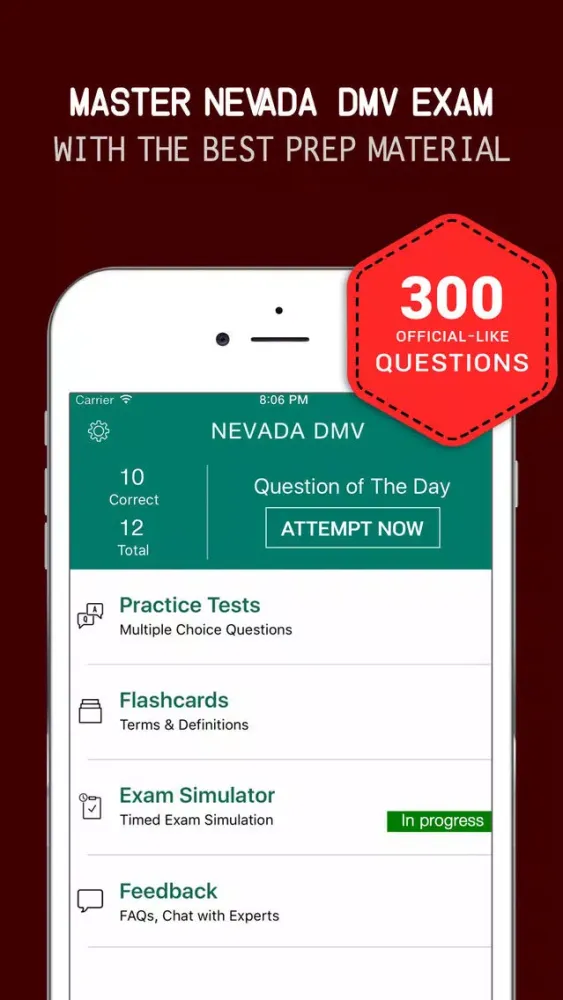 Nevada DMV Practice Exam Prep 2017 –Q&A Flashcards Screenshots