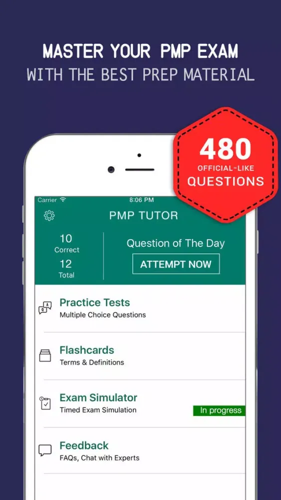 Tangkapan skrin PMP® Practice Exam prep 2017 - Q&A Flashcard