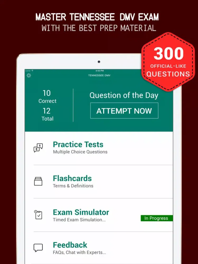 Ảnh chụp màn hình của Tennessee DMV Practice Exam Prep 2017 – Flashcards iPad 