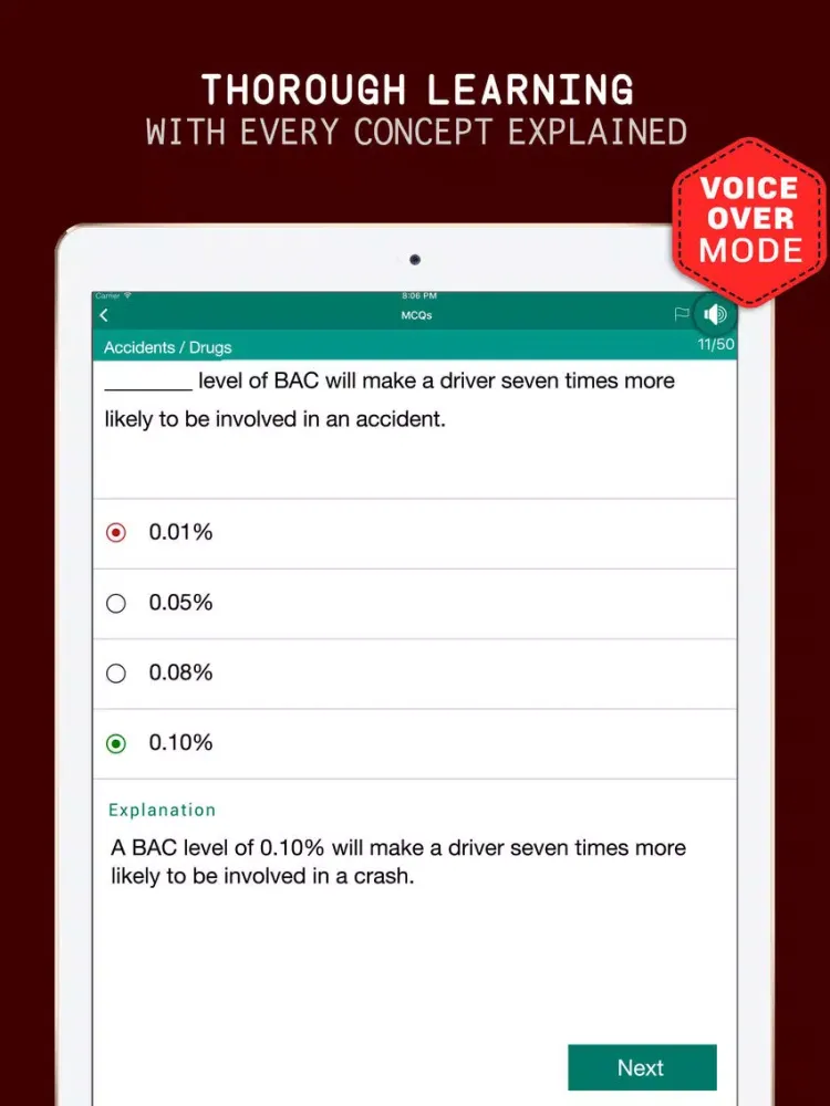 Ảnh chụp màn hình của Tennessee DMV Practice Exam Prep 2017 – Flashcards iPad 