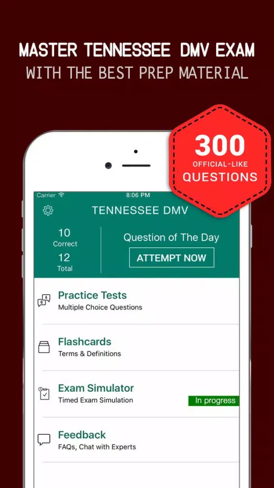 Ảnh chụp màn hình của Tennessee DMV Practice Exam Prep 2017 – Flashcards