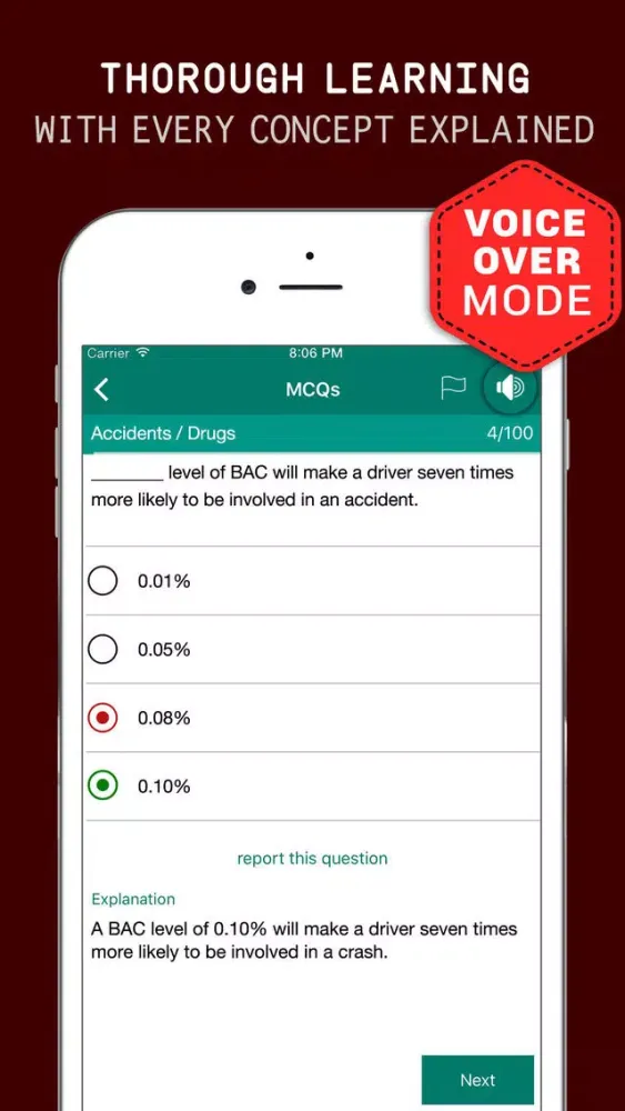 Ảnh chụp màn hình của Tennessee DMV Practice Exam Prep 2017 – Flashcards