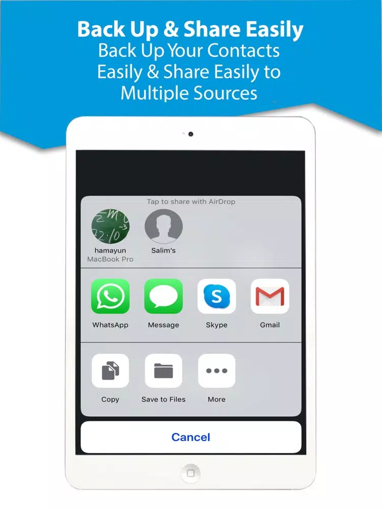 Contact Backup - Easy Backup iPad  Screenshots