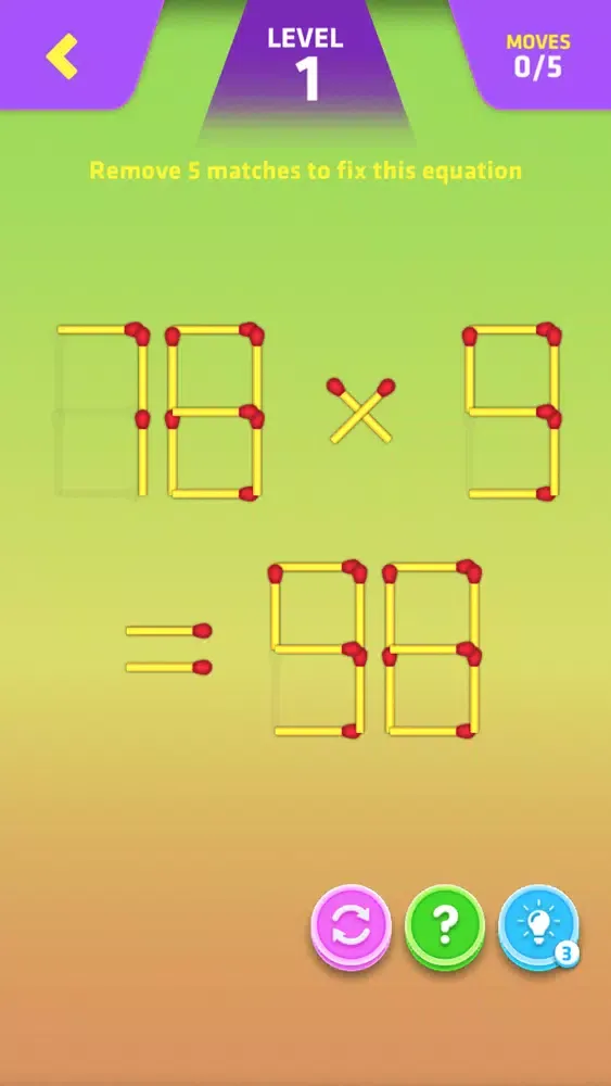 Math puzzle with matchsticks!应用截图