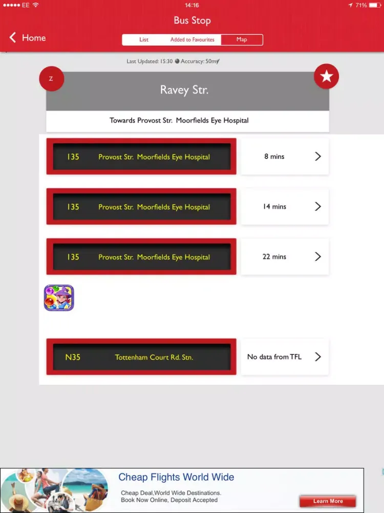 Ảnh chụp màn hình của Bus Guru London Live Bus Countdown iPad 