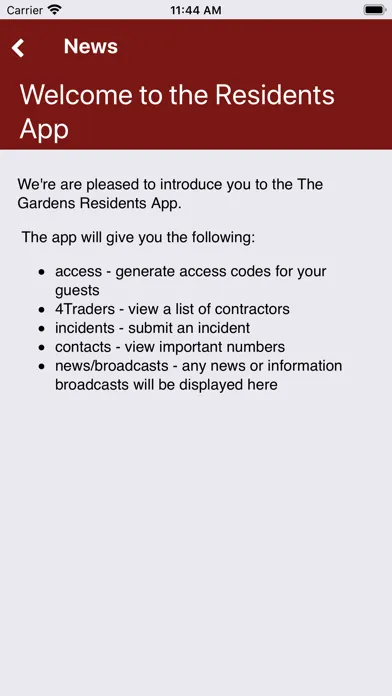 Zrzuty ekranu The Gardens Resident's App