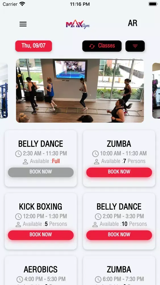 Tangkapan layar MaxGym EG