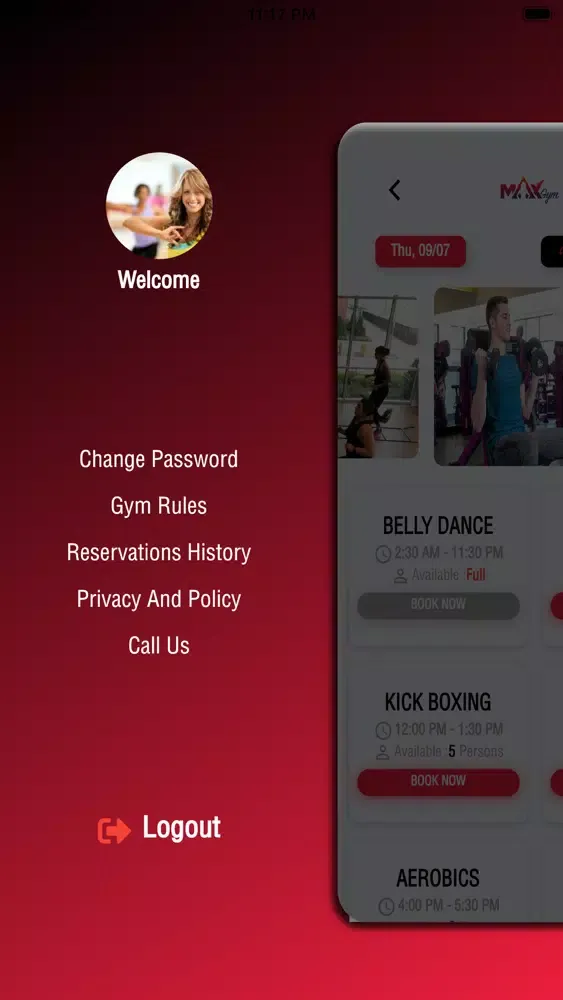 Tangkapan layar MaxGym EG