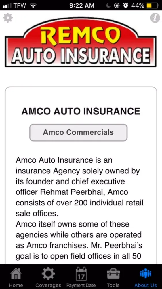Amco Insurance Screenshots