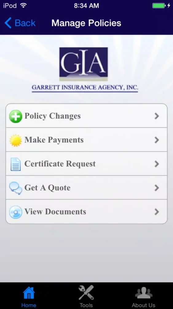 Garrett Insurance Screenshots
