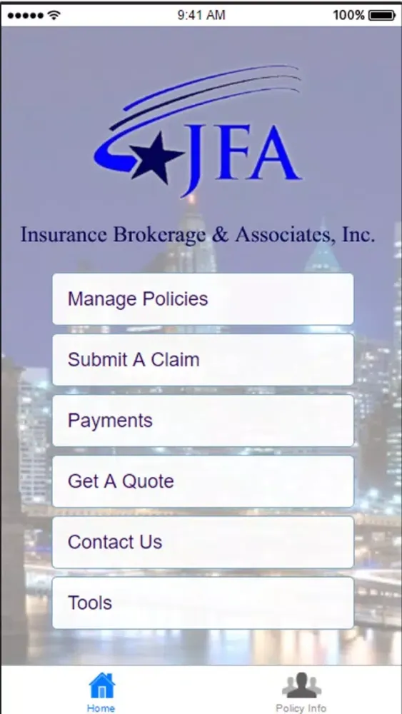 Zrzuty ekranu JFA Insurance Brokers