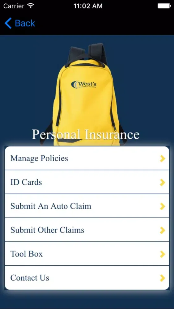 Tangkapan skrin West's Insurance