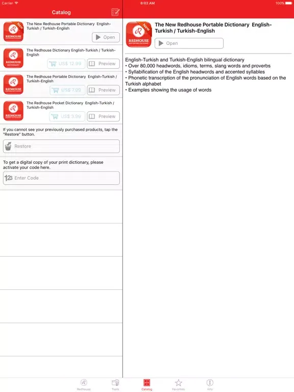 Zrzuty ekranu Redhouse English <->Turkish dictionaries iPad 