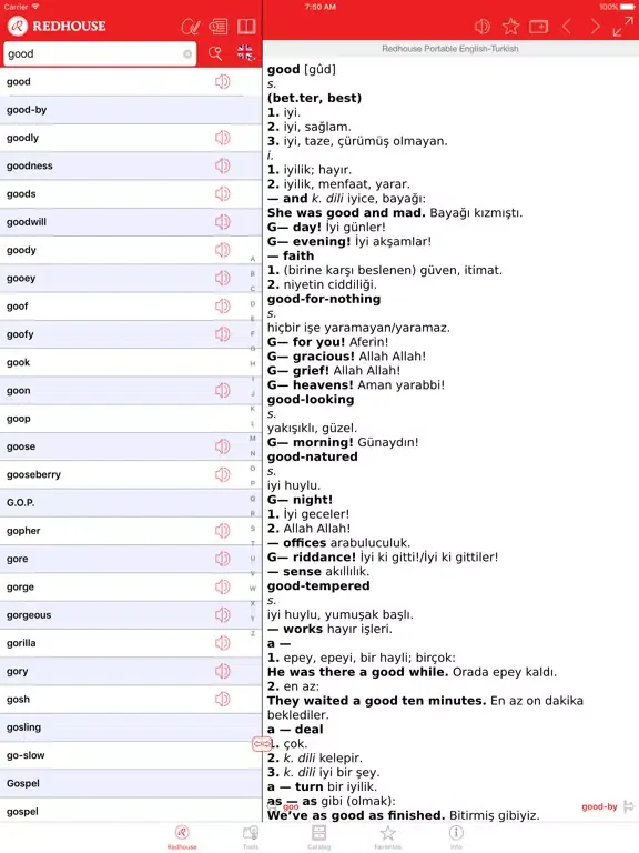 Zrzuty ekranu Redhouse English <->Turkish dictionaries iPad 