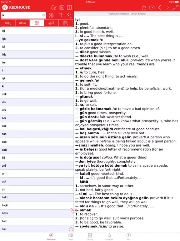 Zrzuty ekranu Redhouse English <->Turkish dictionaries iPad 