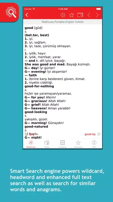 Zrzuty ekranu Redhouse English <->Turkish dictionaries