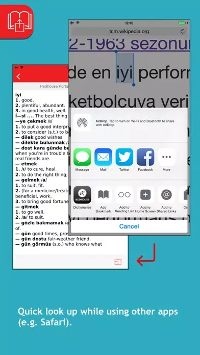 Zrzuty ekranu Redhouse English <->Turkish dictionaries