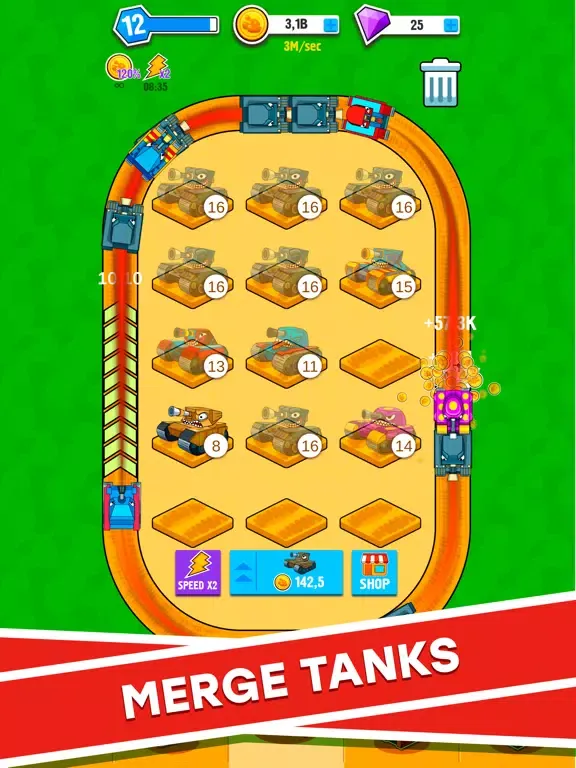 صور Merge Tanks: Idle Tap Clicker iPad 