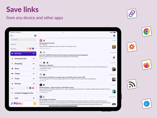 Captures d'écran de Plinky: Easily Save Links iPad 