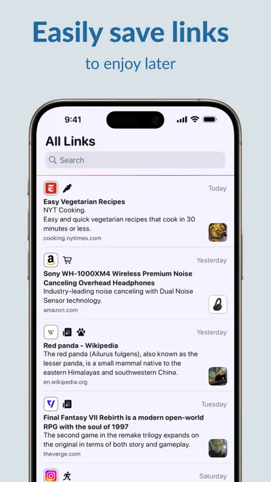 Captures d'écran de Plinky: Easily Save Links