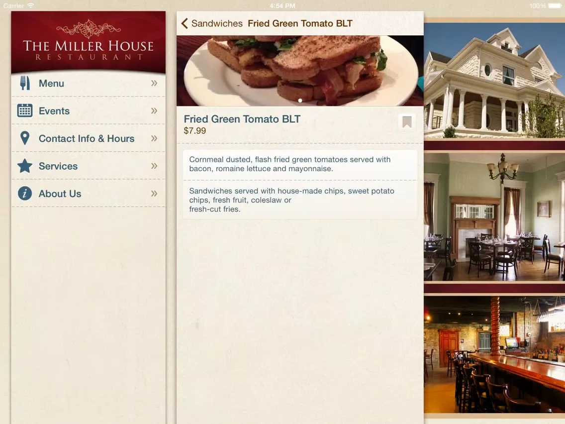تصاویر The Miller House Restaurant iPad 