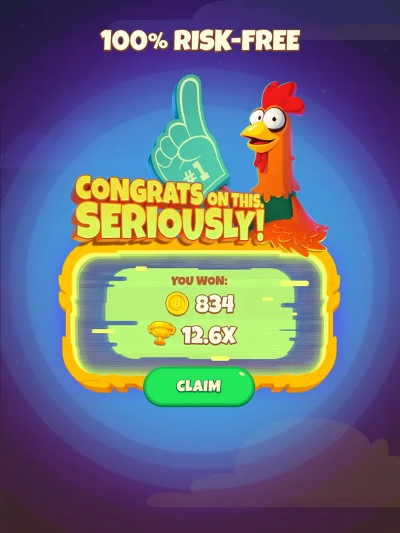 Tangkapan skrin Chicken or Crash! Win Bitcoin. iPad 
