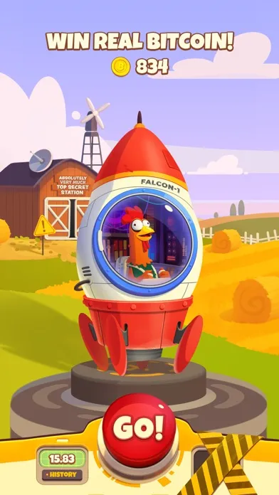Tangkapan skrin Chicken or Crash! Win Bitcoin.