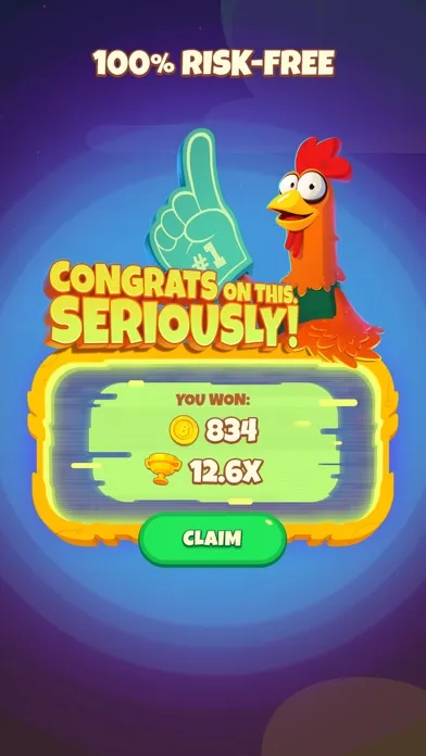 Tangkapan skrin Chicken or Crash! Win Bitcoin.