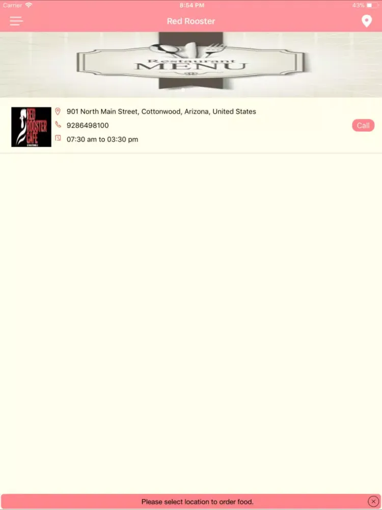 Ảnh chụp màn hình của Old Town Red Rooster Café iPad 