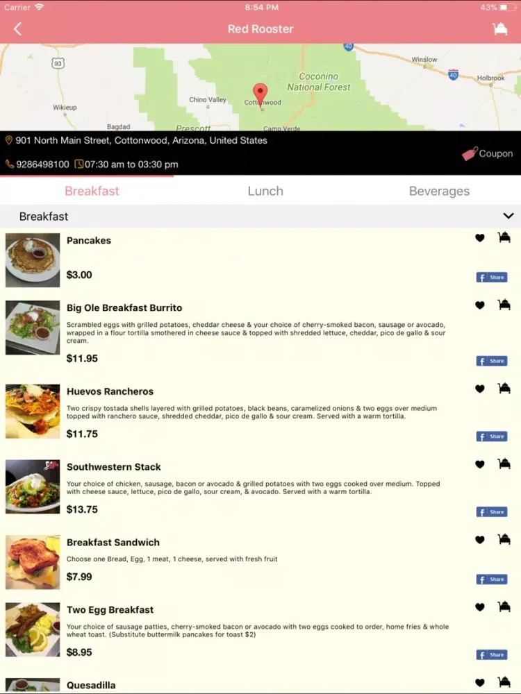 Ảnh chụp màn hình của Old Town Red Rooster Café iPad 
