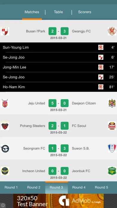Screenshot di K-League football - live, fixtures, results, standings, statistics and history right now