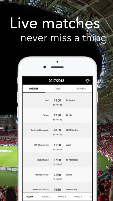 Russian Premier League Results Screenshots