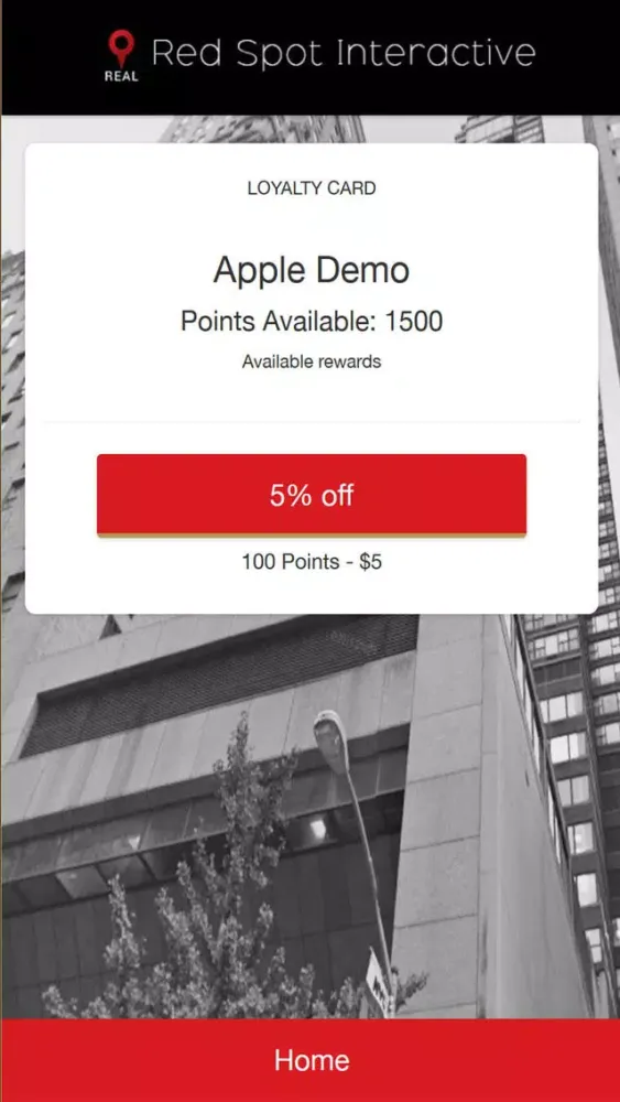 Tangkapan layar Red Spot Loyalty App