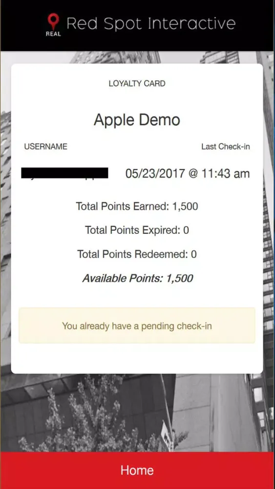 Tangkapan layar Red Spot Loyalty App