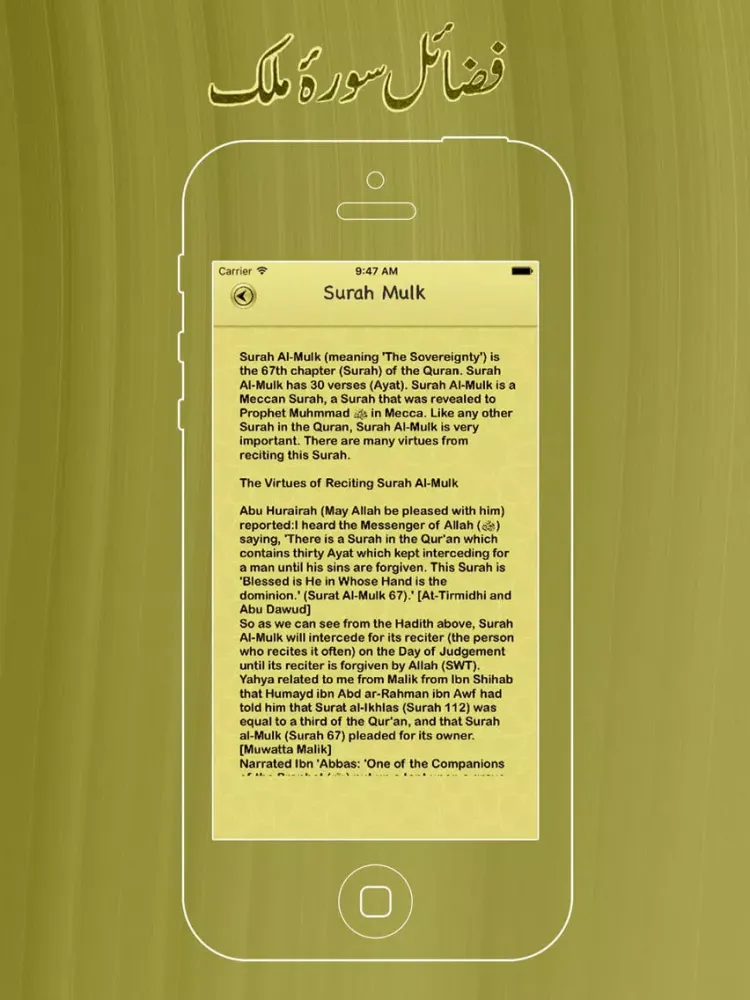 Surah Mulk With In Urdu & English Translation Pro iPad 应用截图