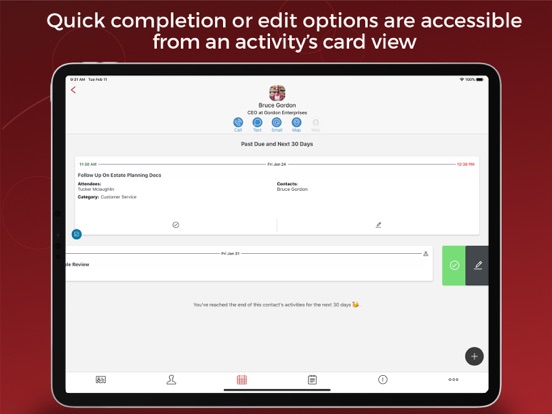 Tangkapan layar Redtail CRM iPad 