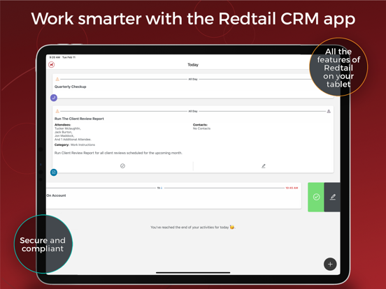 Tangkapan layar Redtail CRM iPad 