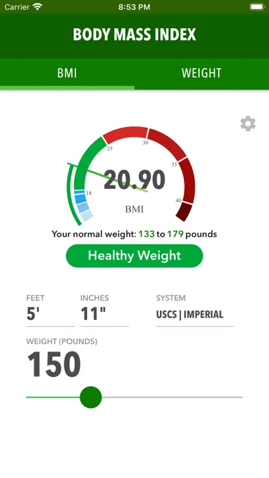 ภาพหน้าจอของ BMI – Weight Loss Tracker
