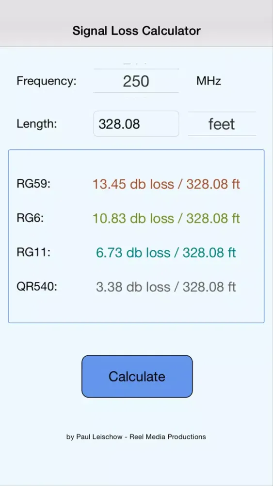 Скриншоты Signal Loss Calculator