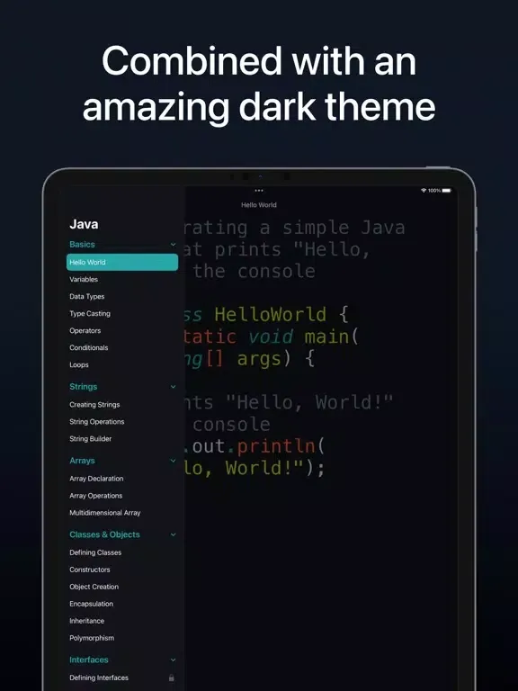 Screenshot di Java Snippets iPad